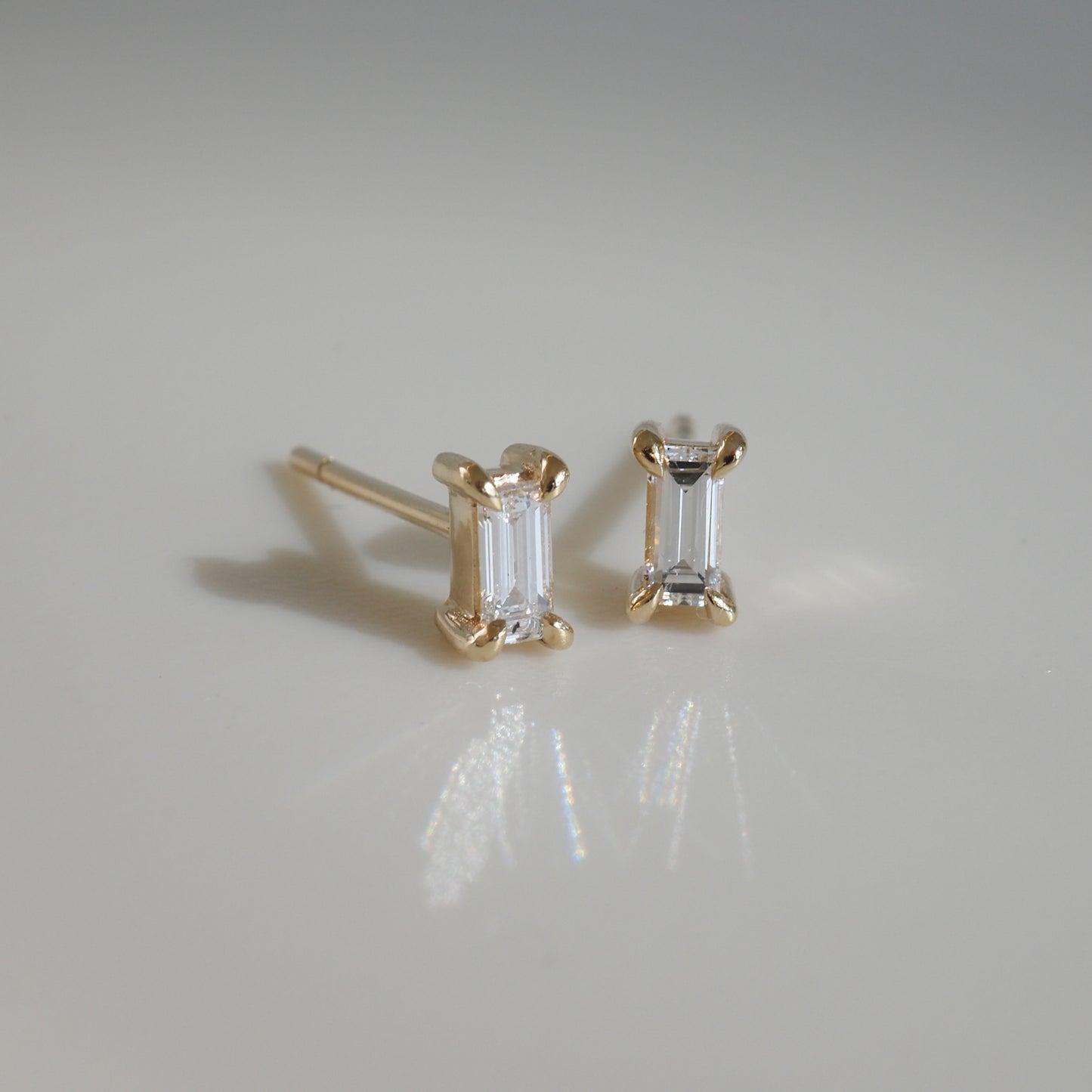 1.0 TCW Baguette Cut Moissanite Stud Earrings in Gold 1