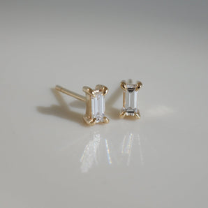 1.0 TCW Baguette Cut Moissanite Stud Earrings in Gold