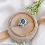1.0 CT Pear Cut Flower Style London Blue Topaz Ring 8
