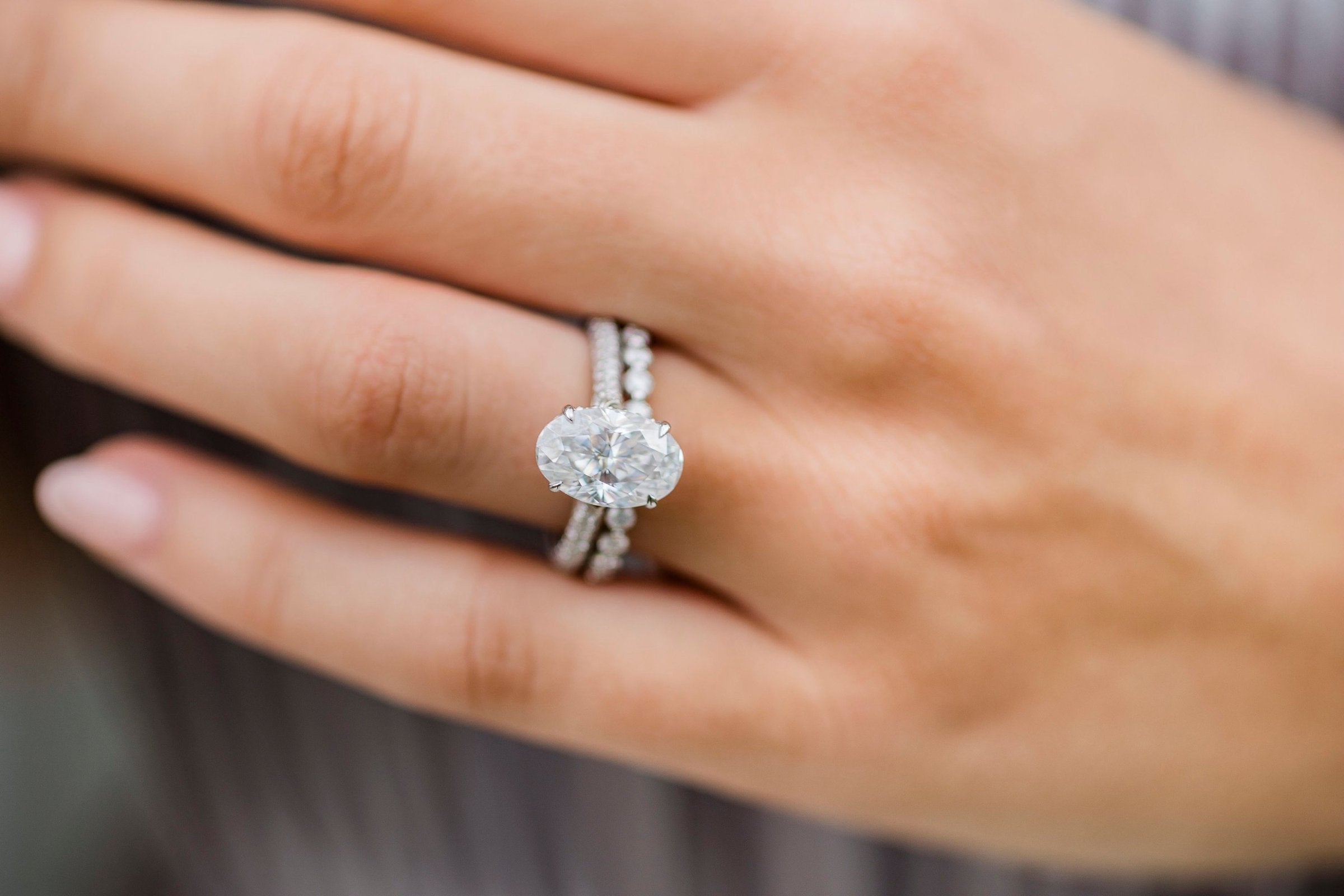 3.40 CT Oval Moissanite Ring Featuring Hidden Halo Style 6