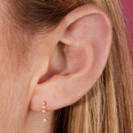 1.0 TCW Round & Princess Cut Moissanite Dangle Earrings in Gold 2