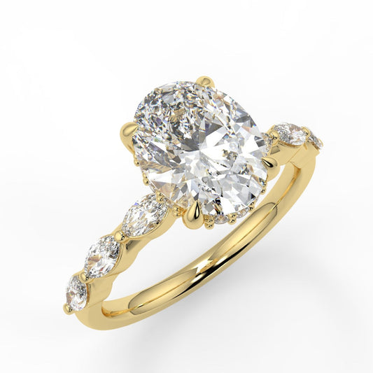 Stunning 2.11 CT Oval Moissanite Engagement Ring with Hidden Halo Halo & Pave Design 2