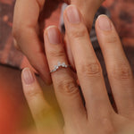 0.2 TCW Pear & Round Cut Moissanite Bridal Wedding Band With Curved Shank 7