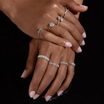Stunning 0.21 TCW Round Moissanite Stones Linked Stones Wedding Bands 9