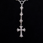 25 CT Round Moissanite Diamond Cross Rosary Silver Necklace For Him 4