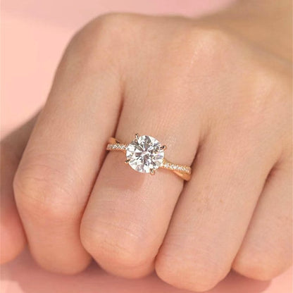 Stunning 1.0 CT Round Moissanite Engagement Ring with Pave Design 5