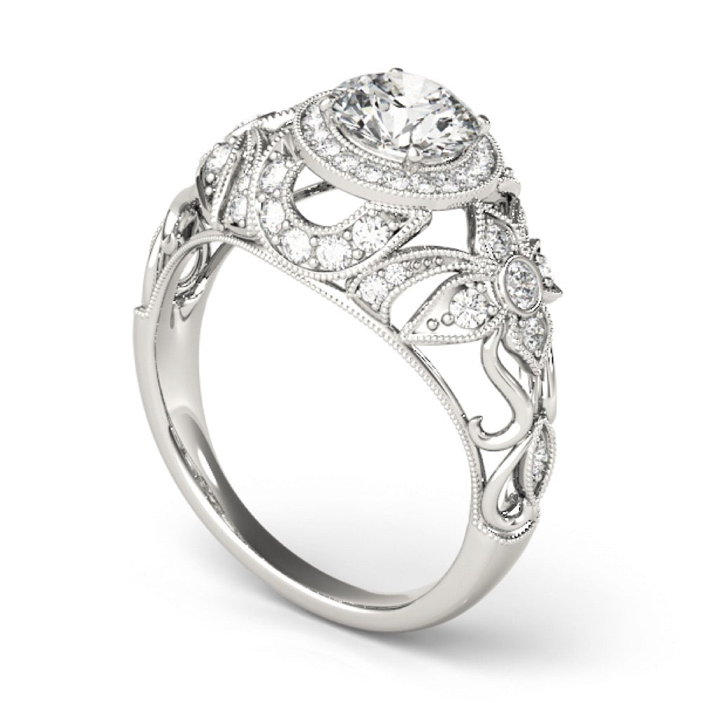Stunning 0.50-1.50 CT Round Moissanite Engagement Ring With Vintage Design 2