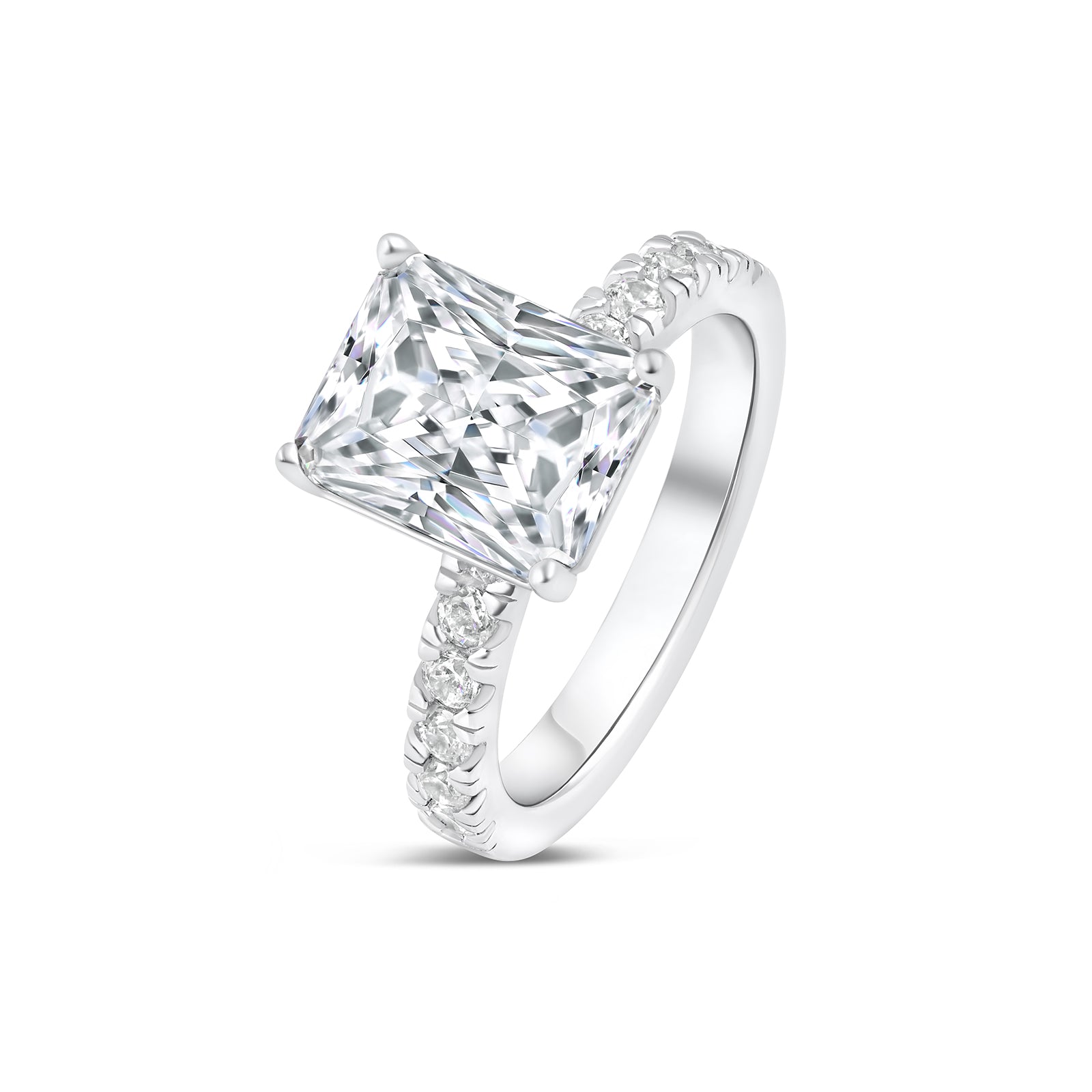 Stunning 3.0 CT Radiant Moissanite Engagement Ring in  Pave Design 2