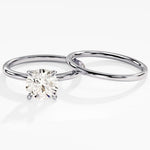 1.50 CT Round Cut Moissanite Bridal Ring Set with Plain Wedding Bands 3