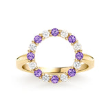 1.92 TCW Round Amethyst Lab Made Diamond- February Birthstone Engagement Ring 1