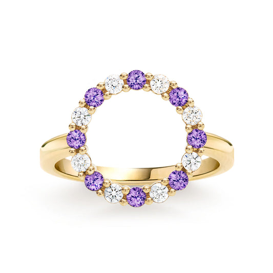 1.92 TCW Round Amethyst Lab Made Diamond- February Birthstone Engagement Ring 1