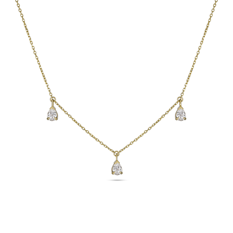 0.30 TCW Round Moissanite Diamond Droplets Necklace in Solid Gold 2