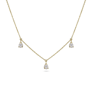 0.30 TCW Round Moissanite Diamond Droplets Necklace in Solid Gold