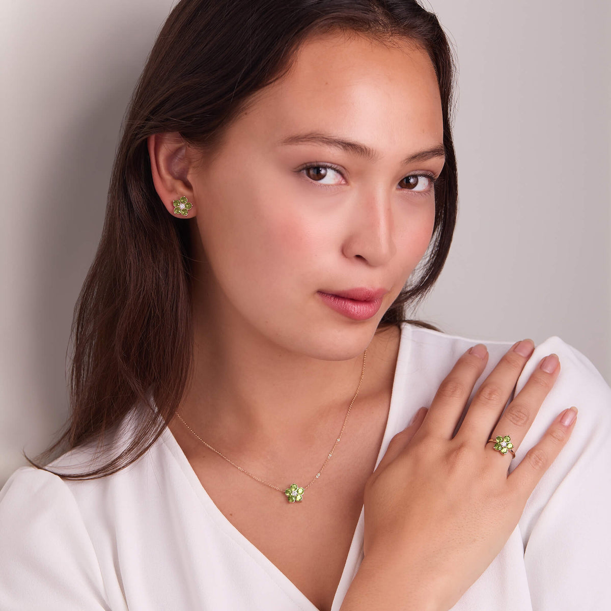 0.08 CT Round Peridot Lab Made Diamond- August Birthstone Studs 2