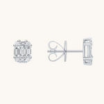 0.50 TCW Round & Baguette Cut Moissanite Cluster Stud Earrings in Gold 2