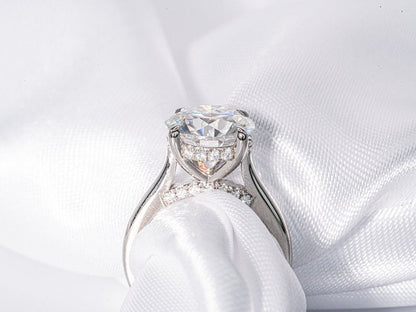 Stunning 2.25 CT Round Moissanite Engagement Ring with Hidden Halo Design 6