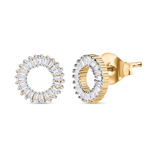 Round Cut Cubic Zirconia in 925 Sterling Silver Earrings 1