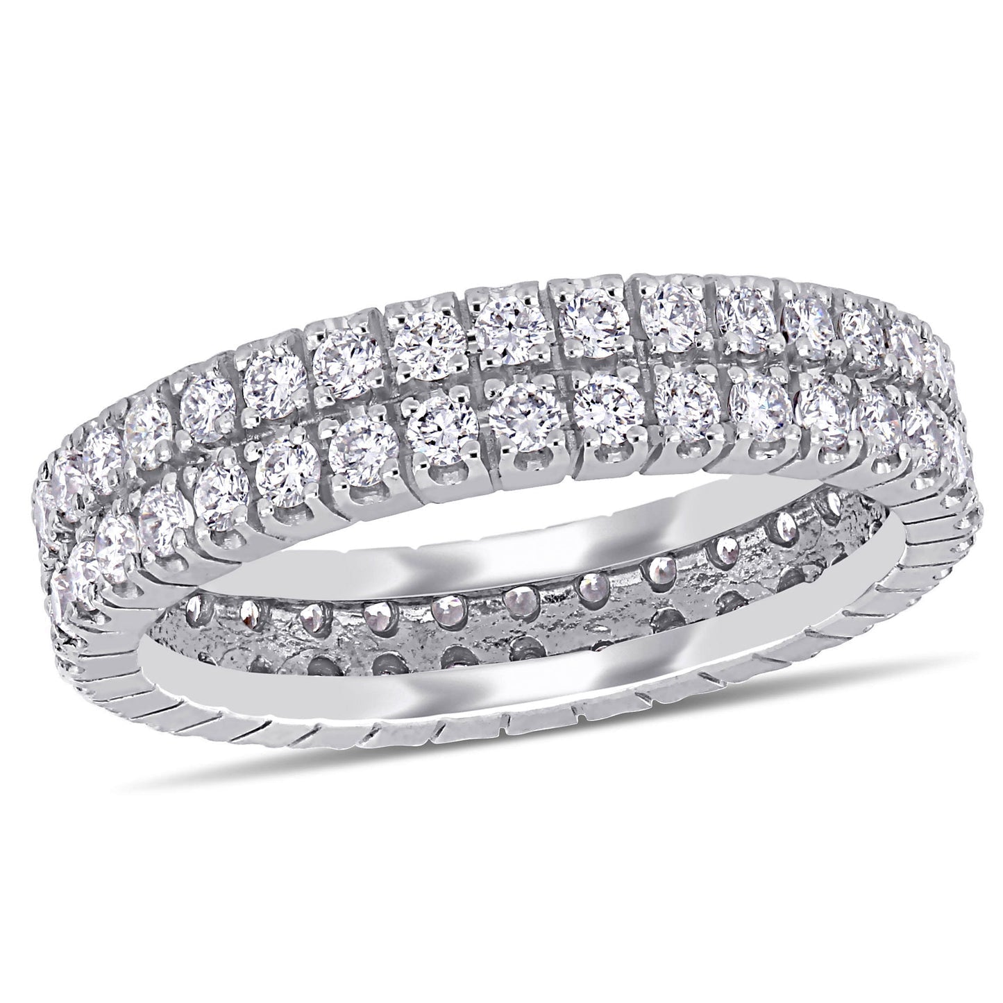 Round Cut Cubic Zirconia in 925 Sterling Silver Wedding Bands 1