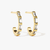 0.30 TCW Round Cut Moissanite Bar Hoops Earrings in Gold 1