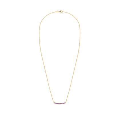 1.32 TCW Round Amethyst Lab Made Diamond- February Birthstone Bar Necklace 5