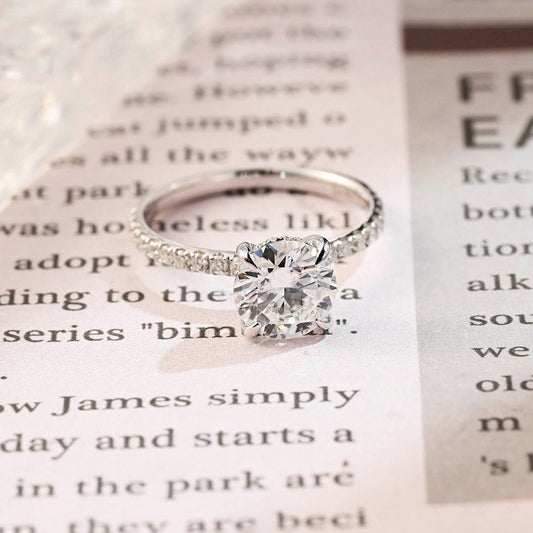Stunning 1.0 CT Round Moissanite Engagement Ring with Hidden Halo Design 1