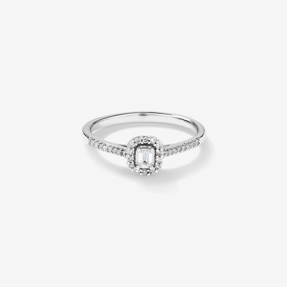 Stunning 0.2 CT Emerald Moissanite Engagement Ring with Pave & Halo Design 1