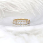 Stunning 1.5 TCW Emerald Moissanite Stones Half Eternity  Wedding Bands 1