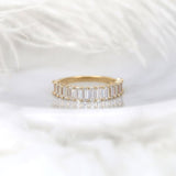 Stunning 1.5 TCW Emerald Moissanite Stones Half Eternity  Wedding Bands 1