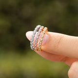 Stunning 0.2 TCW Round Moissanite Stones Scalloped Eternity Wedding Bands 9