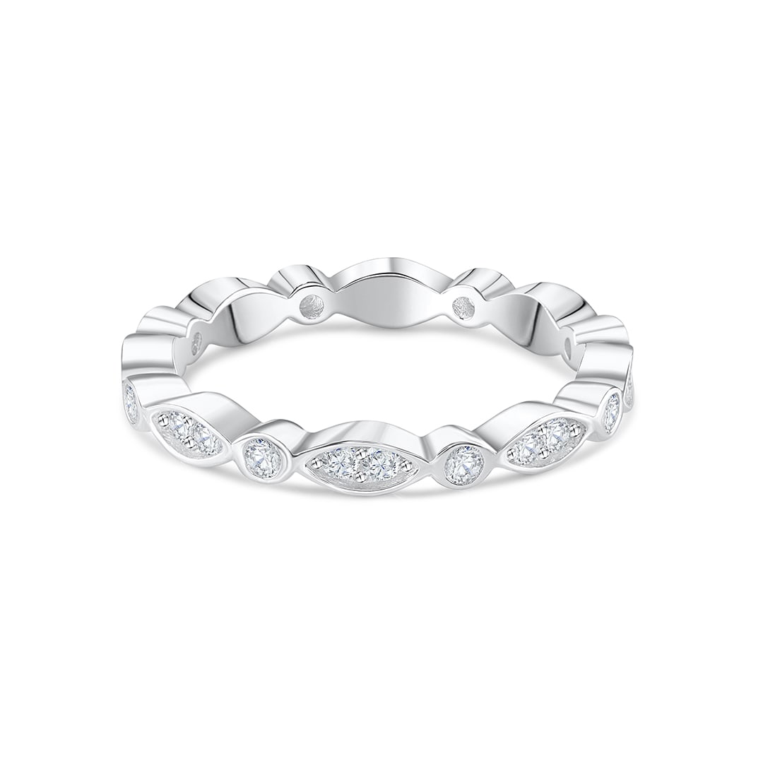 Stunning 0.2 TCW Round Moissanite Stones Vintage Wedding Bands 1