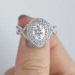 Stunning 1.0 CT Oval  Moissanite Engagement Ring with Double Halo Design 10