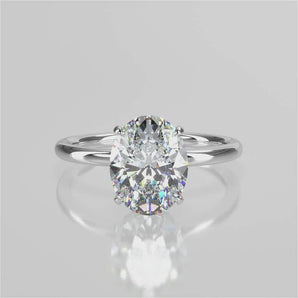 Stunning 2.11 CT Oval Moissanite Engagement Ring with Hidden Halo Design