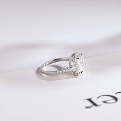 Stunning 1.0 - 2.0 CT Emerald Moissanite Engagement Ring with Pave and Halo Design 7