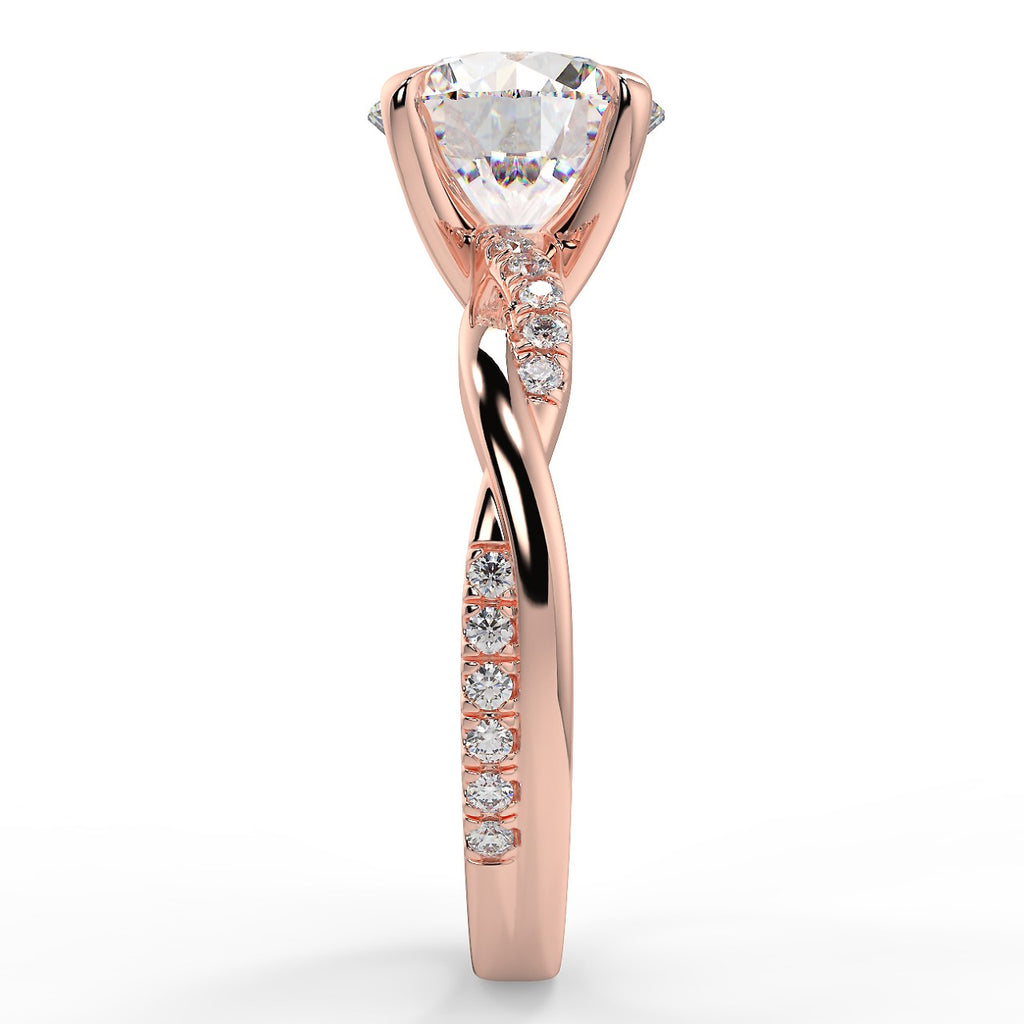 Stunning 2.0 CT Round Moissanite Engagement Ring with Twisted Pave Design 10