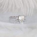 Stunning 3.60 CT Emerald Moissanite Engagement Ring with Three stone Design 2