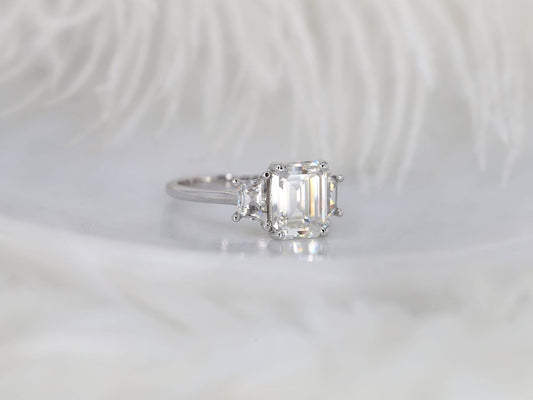 Stunning 3.60 CT Emerald Moissanite Engagement Ring with Three stone Design 2