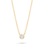 0.30 CT Round Moissanite Diamond Bezel Solitaire Pendant Necklace in Solid Gold 1