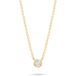 0.30 CT Round Moissanite Diamond Bezel Solitaire Pendant Necklace in Solid Gold