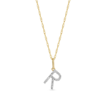 0.30 TCW Round Moissanite Diamond Customized Letter Pendant Necklace in Solid Gold 16