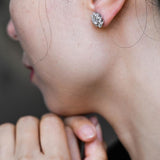 0.50 TCW Round Cut Moissanite Halo Earrings in Gold 4