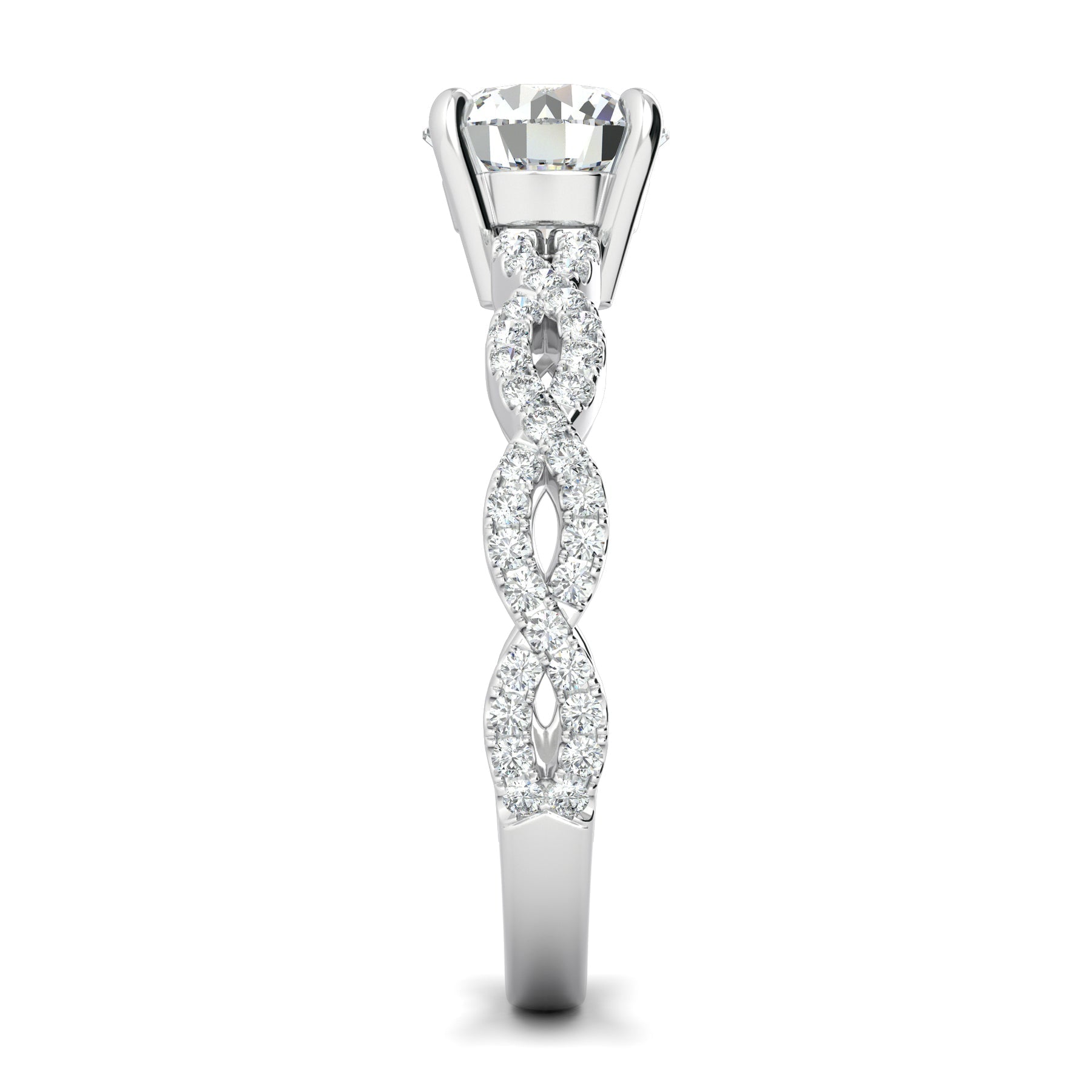 Stunning 0.5 CT Round Moissanite Stones Engagement Ring In Twisted Pave Design 4