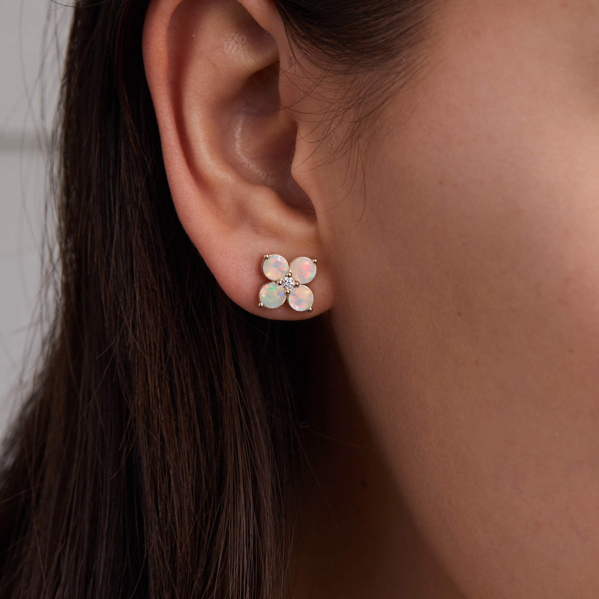 1.16 TCW Round Opal Lab Made Diamond- October Birthstone Studs 3