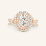 Stunning 1.0 CT Oval  Moissanite Engagement Ring with Double Halo Design 6