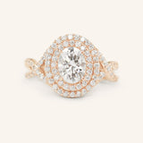 Stunning 1.0 CT Oval  Moissanite Engagement Ring with Double Halo Design 6