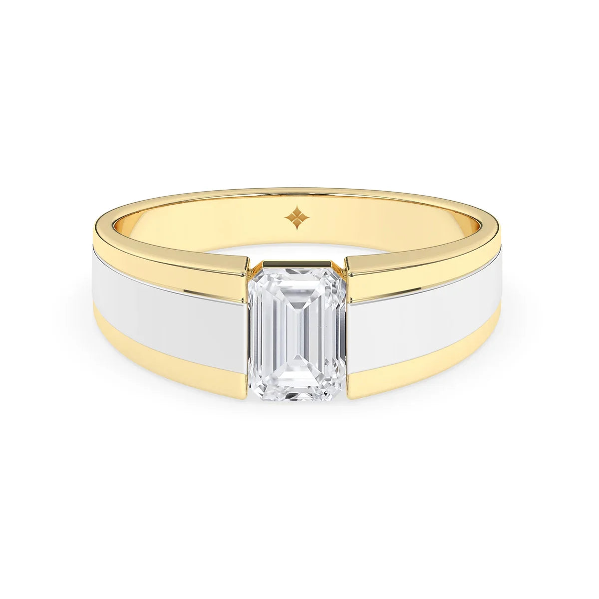 Stunning 1.0 CT Emerald Moissanite Men's Wedding Band with Solitaire Design 1