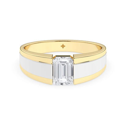 Stunning 1.0 CT Emerald Moissanite Men's Wedding Band with Solitaire Design 1