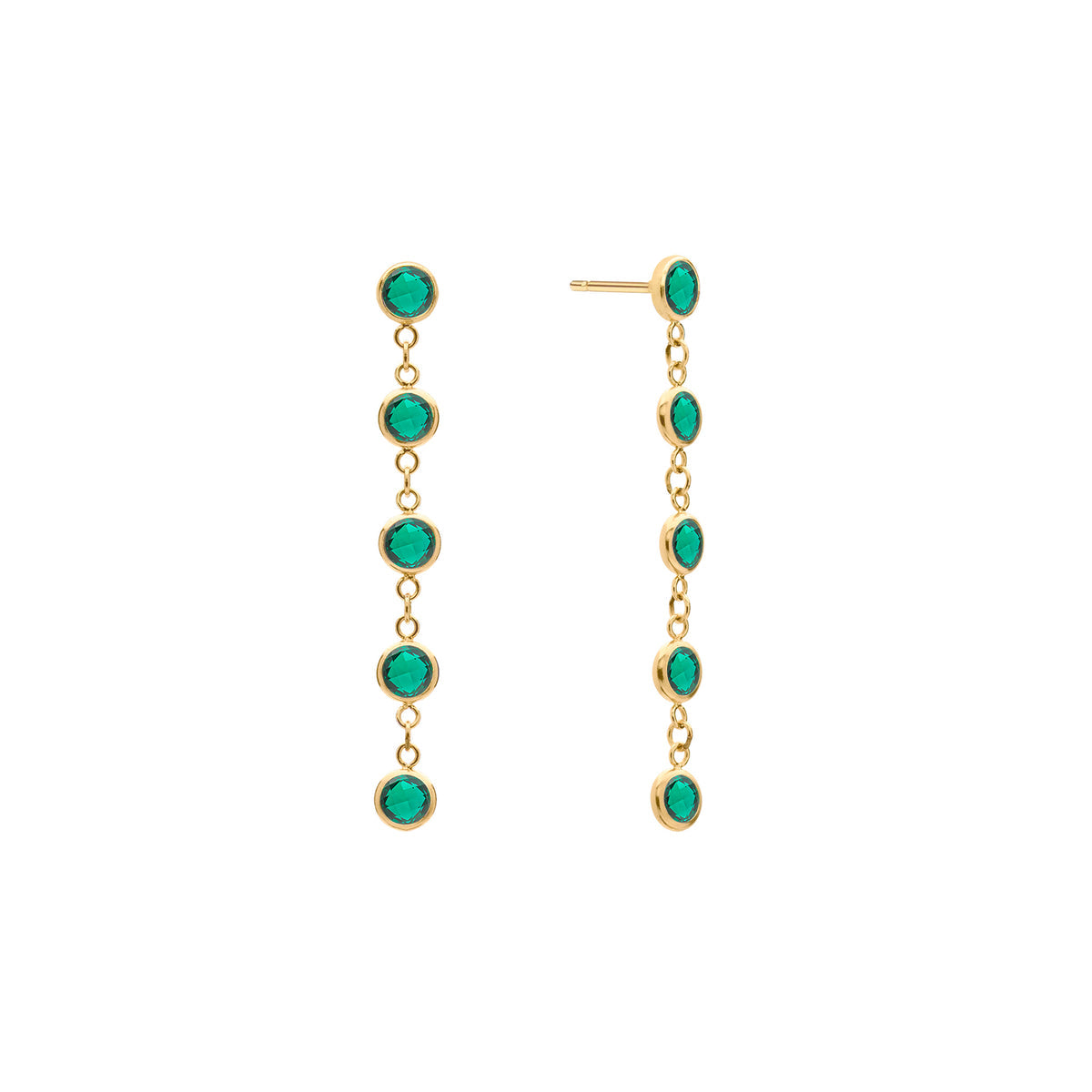 2.5 TCW Round Emerald Lab Made Diamond-May Birthstone Drop Earrings 1