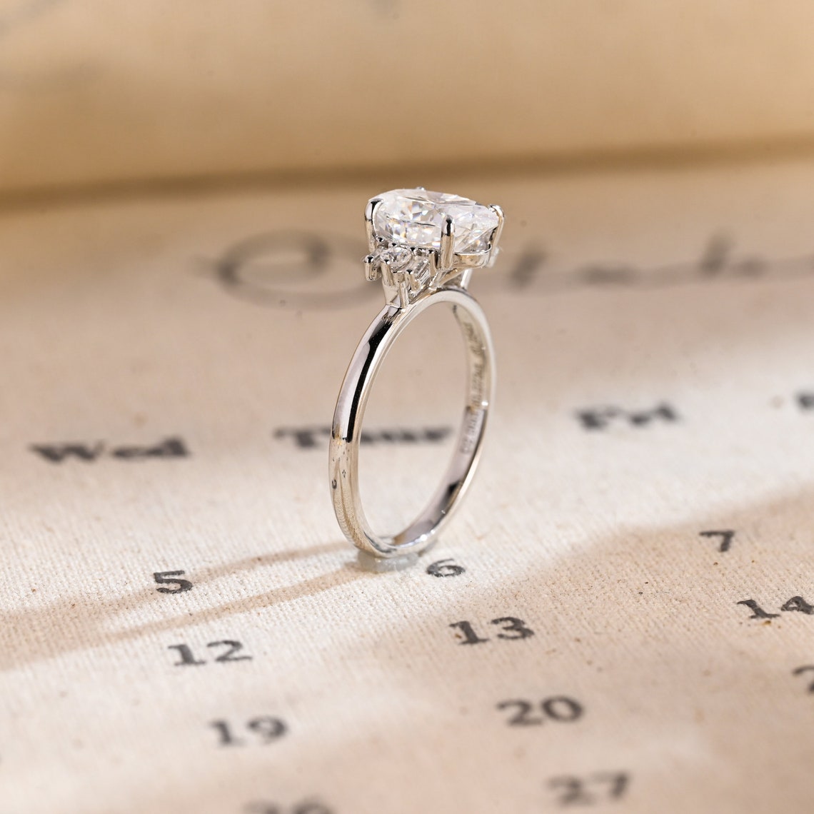 Stunning 2.0 CT Oval Moissanite Engagement Ring with Cluster Design 8