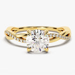 Stunning 1.0 CT Round Moissanite Engagement Ring with Twisted Pave Design 1