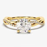 Stunning 1.0 CT Round Moissanite Engagement Ring with Twisted Pave Design 1